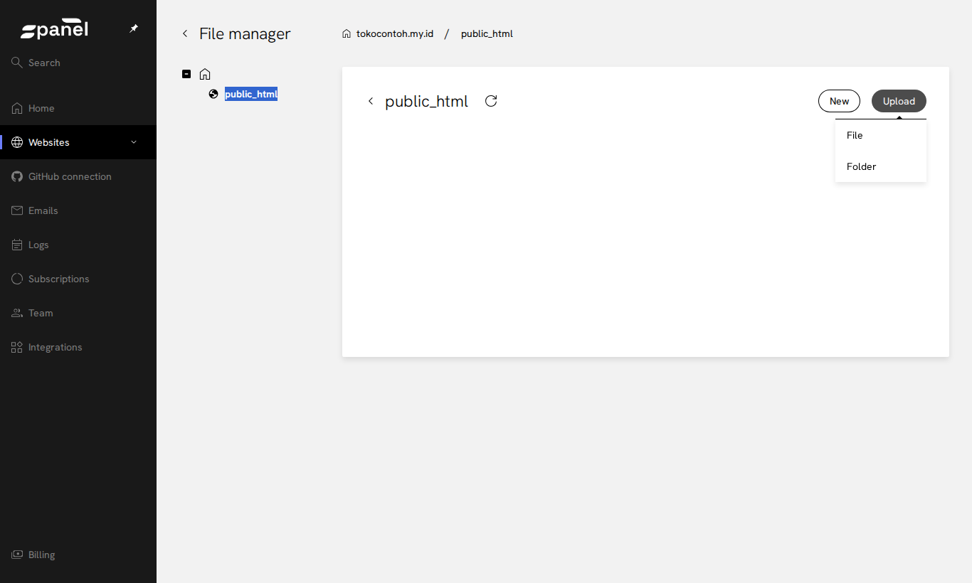 Pilihan upload File atau Folder