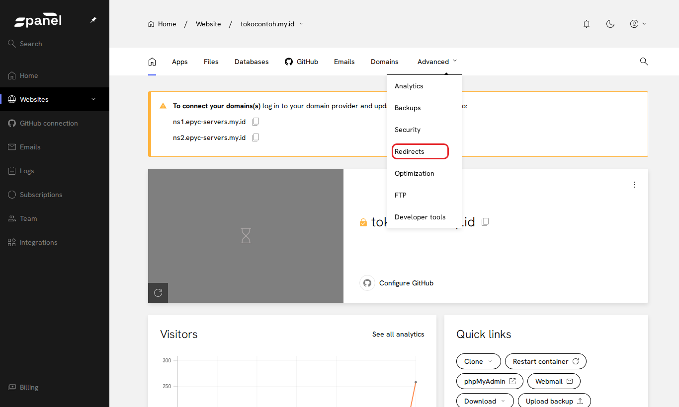 Menu Redirects