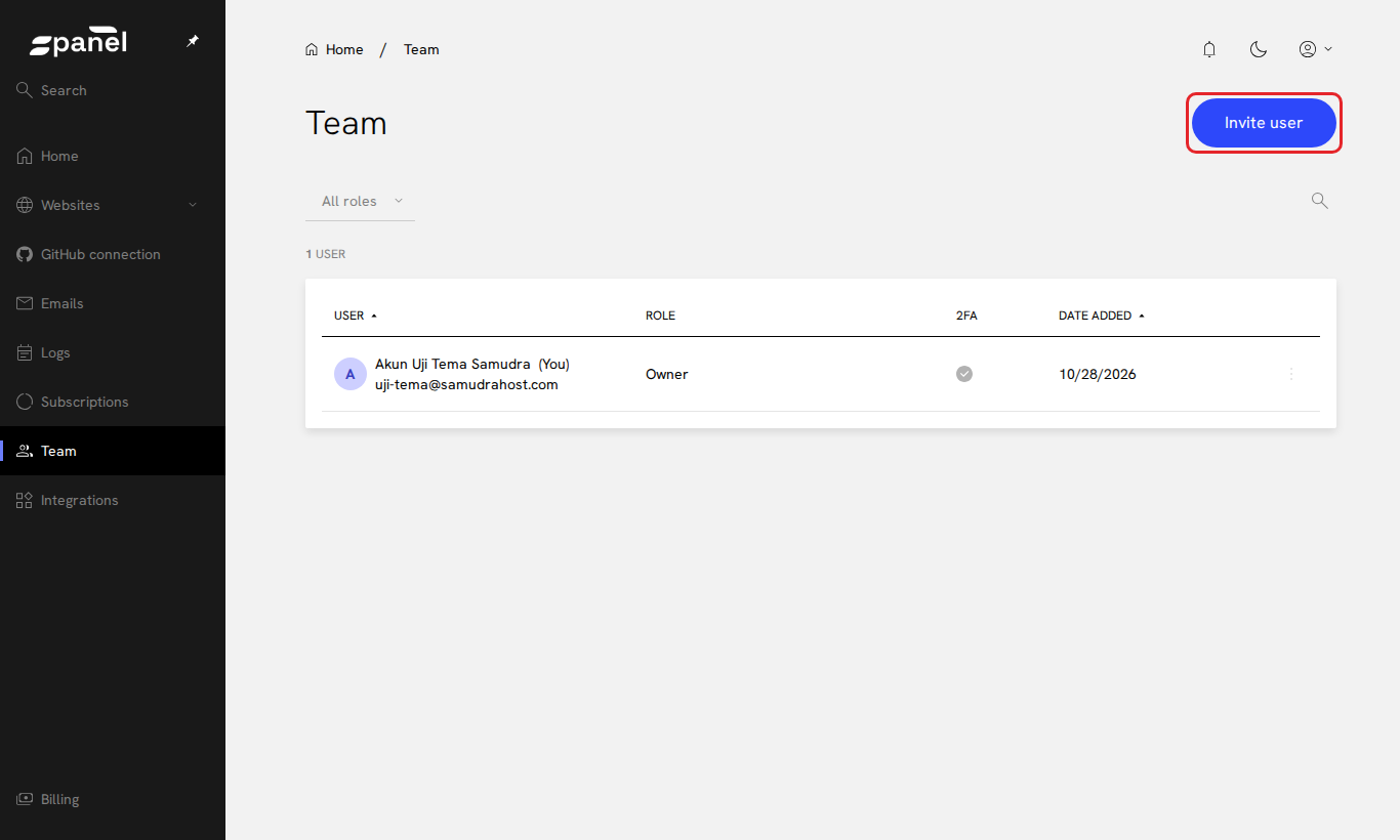 Tombol Invite user