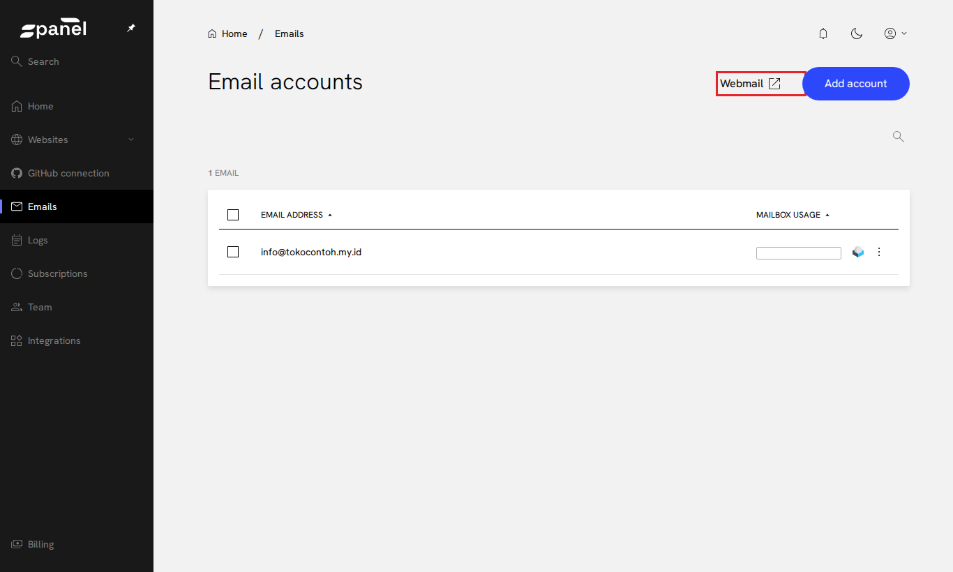 Tombol Webmail