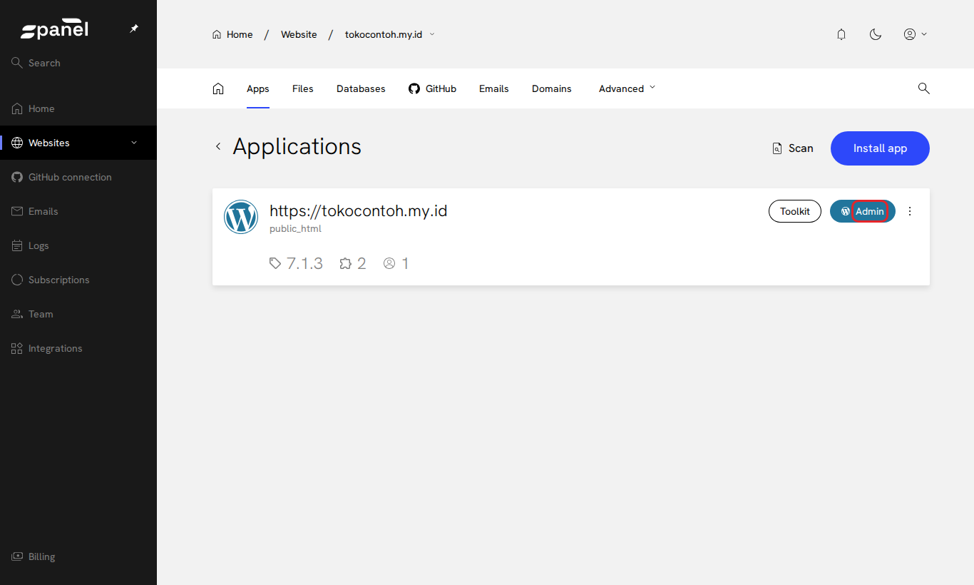 Tombol Admin WordPress