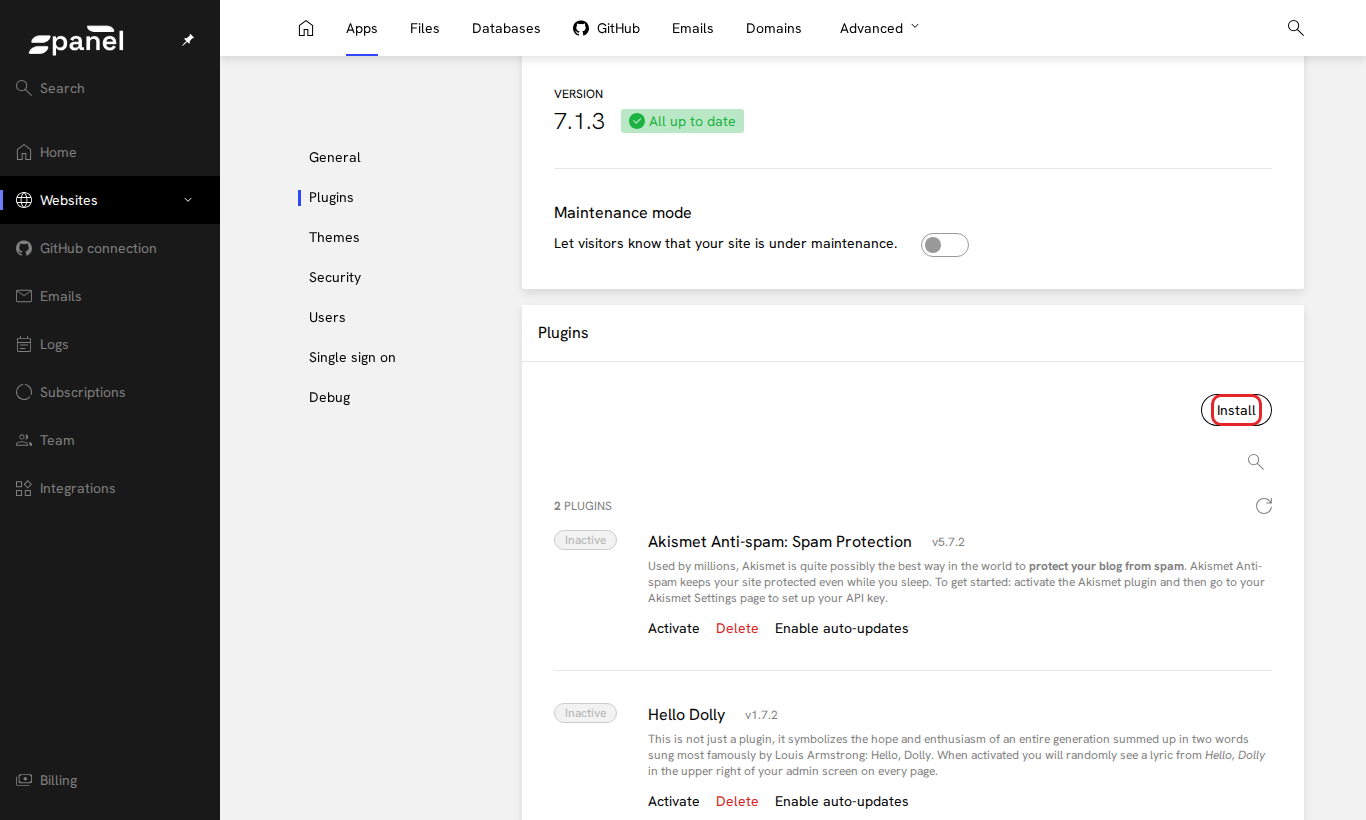 Tombol Install plugin