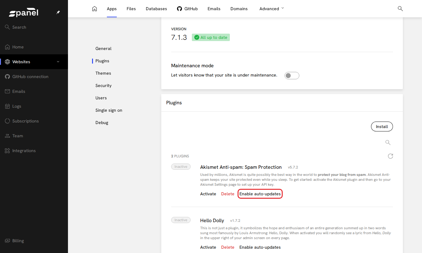 Tombol Enable auto-updates